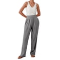 thumbnail image 1 of Pantalones de yoga anchos para mujer: cintura alta, holgados y cómodos, informales/deportivos, tejido ligero, talla real., 1 of 4