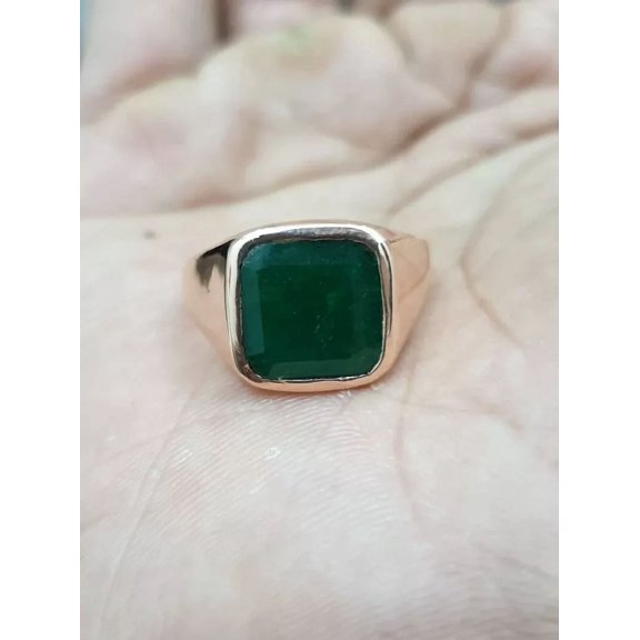 GemEmporium Statement Green Natural Emerald Ring 5.5 ct. 925 Sterling, Sterling Silver For Him