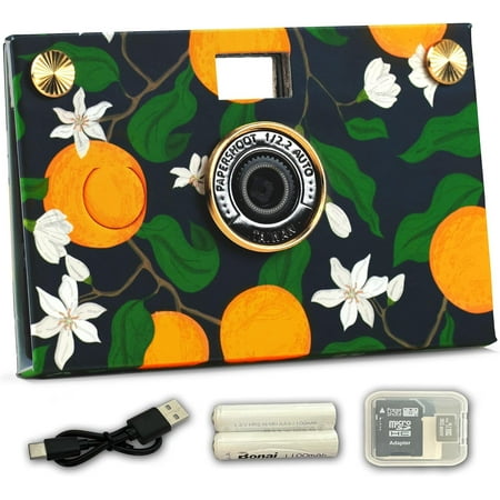 Paper Shoot Camera Summer Bloom Orange 18MP Point & Shoot Digital Camera with Rechargeable AAA Batteries, Orange, 1 (New)
