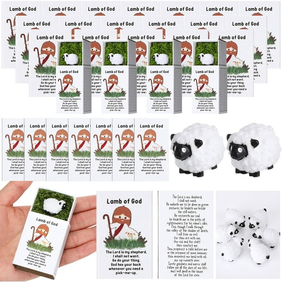 36 Sets 36 Sets Lamb of God Christian Gifts Bulk Mini Sheep Religious Gifts Bible Verse Card Christian Party Favors Jesus Sunday School Easter First Communion Party for Christians (Lamb)