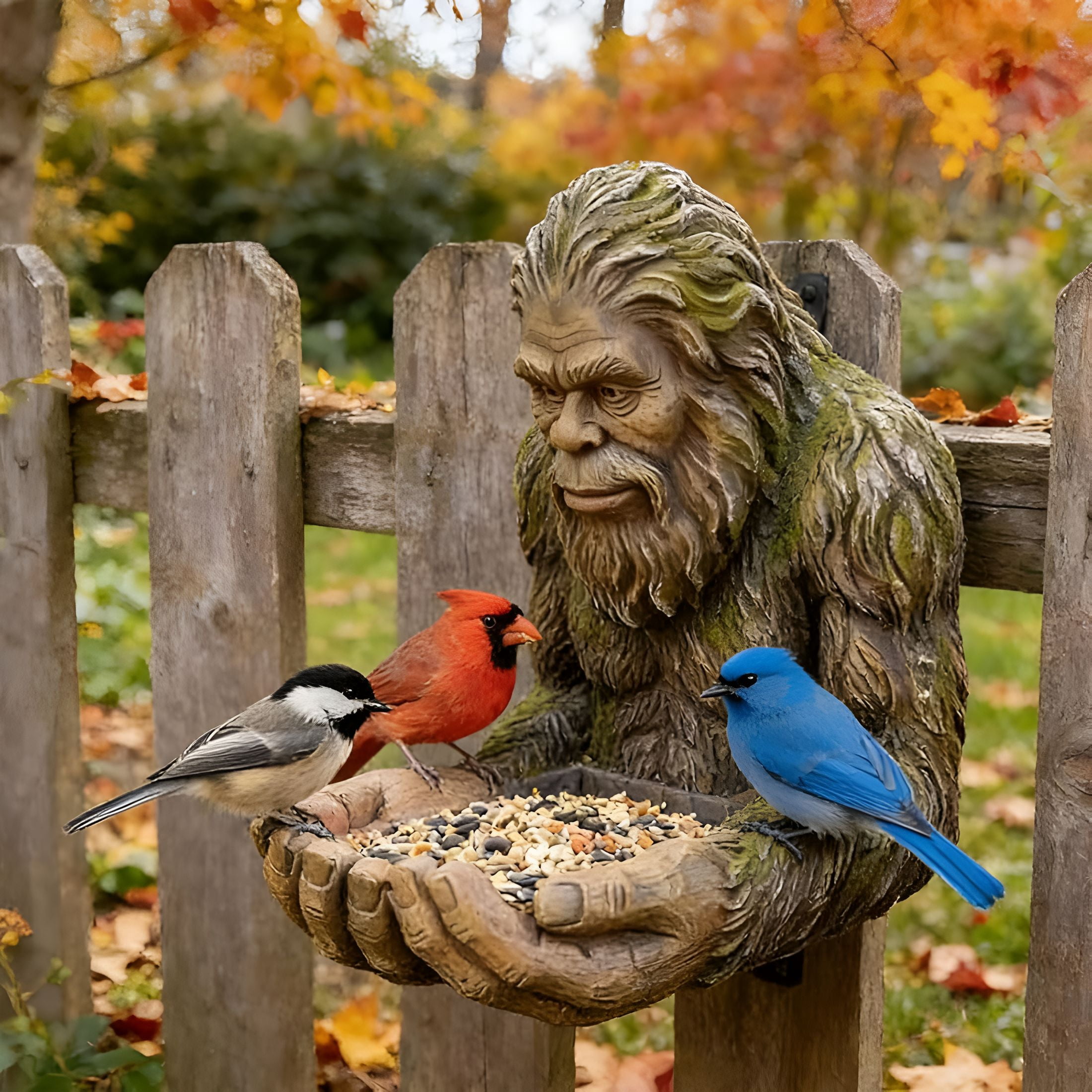 ACDANC Bigfoot Bird Feeder Outdoor Hanging Resin Sculpture Weather Resistant with Hidden Hook Funny Tree Mounted Yard Art Decoration Ideal Gift for Bird Lovers And Nature Enthusiasts