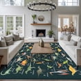 thumbnail image 3 of 5'x7' Area Rugs for Living Room Bedroom, Green Dinosaur Washable Rug Carpet Runner Indoor Outdoor, Vintage Letters Farm Animals Non Slip Floor Mats Area Rug for Kitchen, Nursery, 3 of 8