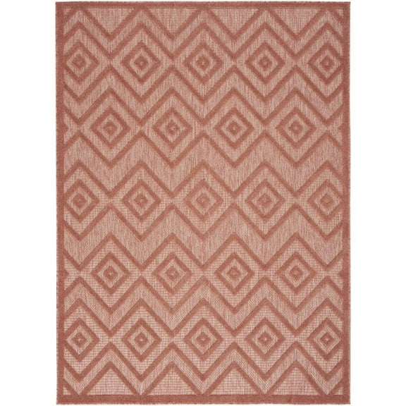 HomeRoots 5' X 7' Coral Orange Argyle Indoor Outdoor Area Rug