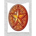 thumbnail image 1 of Star Tapestry, Heavenly Body Symbol with Warm Tones Star Seal with Circular Frame Illustration, Wall Hanging for Bedroom Living Room Dorm Decor, 60W X 80L Inches, Yellow and Ruby, by Ambesonne, 1 of 2