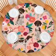 thumbnail image 2 of Dogs with Pioneer Flower Round Fitted Tablecloth with Elastic Edge,Dining Table Cover Waterproof,Outdoor Round Tablecloth for Camping,Dining,Indoor and Outdoor, 2 of 7