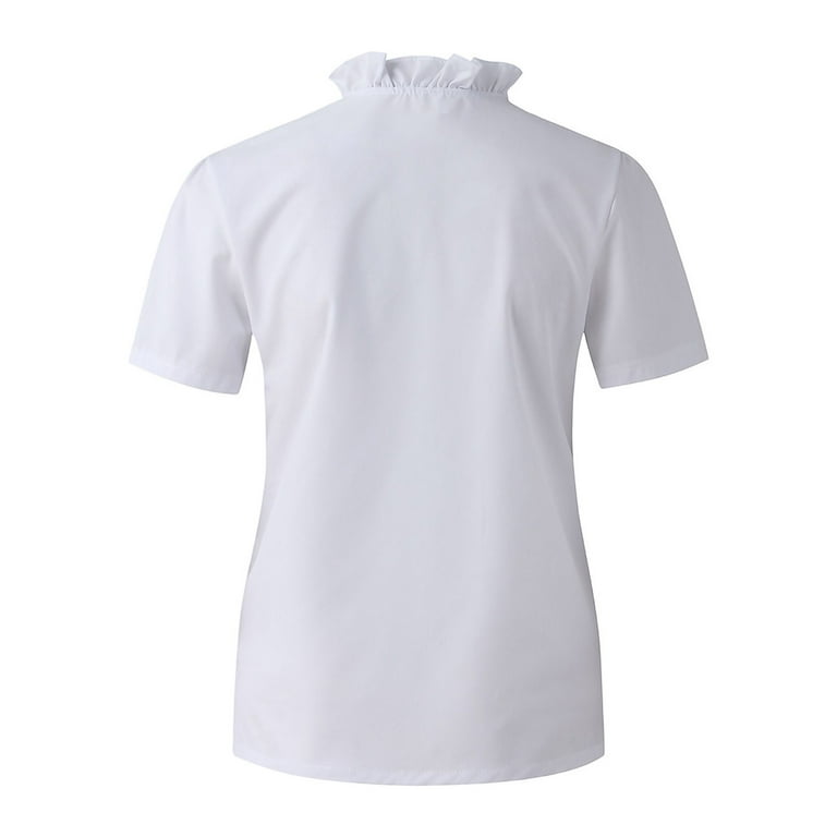 Tejiojio Women Clothes Clearance Women's Summer Ruffle V-Neck Short Sleeve Solid  Color Casual T-Shirt Tops 