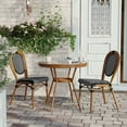 thumbnail image 3 of Flash Furniture Indoor/Outdoor Commercial French Bistro 31.5" Table, Black and White PE Rattan, Glass Top with 2 Stack Chairs, 3 of 10