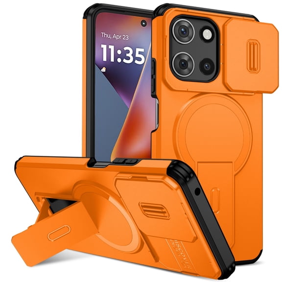 SELOZKE Compatible with Motorola Moto G 5G 2026 Orange Phone Holder, Magnetic Protective Phone Case