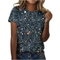 thumbnail image 1 of Pisexur Hauts d'Été pour Femmes, Blouses Habillées Décontractées pour Femmes, Hauts à la Mode pour Femmes, Chandail Décontracté Imprimé à Manches Courtes Col Rond, Grande Taille pour Femmes Multicolore, L, 1 of 2