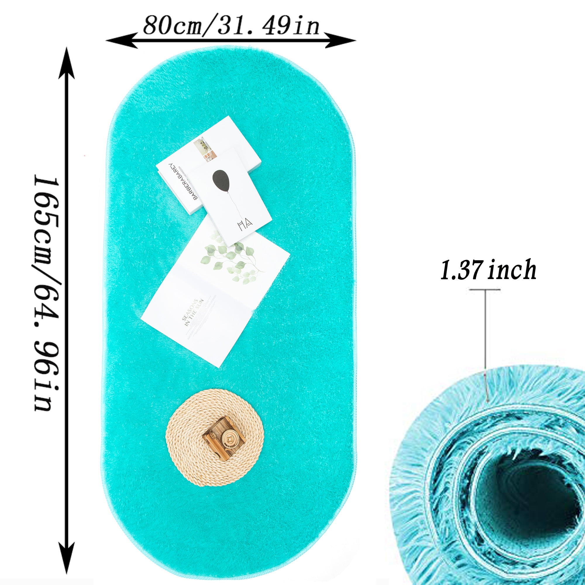 LELINTA 2.6' x 5.4' Fluffy Area Rugs for Bedroom Oval Shaggy Floor