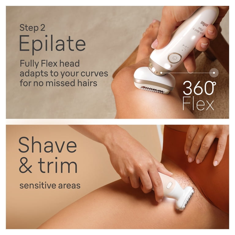 Braun Silk-epil 9 Flex SkinSpa Epilator, 360 Flex, Wet & Dry