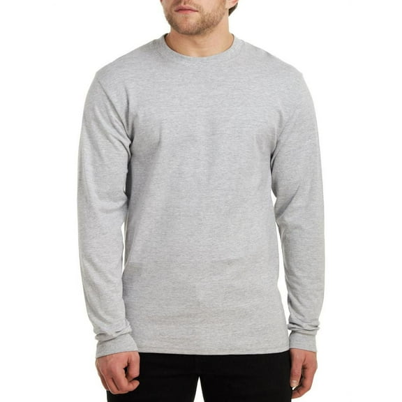 Hanes Long Sleeve Beefy T-Shirt Big Sizes, Light Steel, 2XLarge