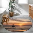 thumbnail image 3 of Round Rug 3.3Ft Washable Non-Slip, Summer Sunets Circle Area Rugs for Living Room Bedroom, Coastal Beach Sailing Boats Oceans Indoor Floor Mats Carpet Runner for Home Decor Aesthetic, 3 of 8