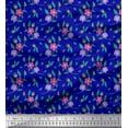 thumbnail image 1 of Soimoi Moss Georgette Fabric Leaves & Periwinkle Floral Decor Fabric Printed Yard 42 Inch Wide, 1 of 1