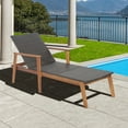 thumbnail image 3 of Costway 2PCS Patio Rattan Chaise Lounge Chair Recliner Back Adjustable Acacia Wood, 3 of 9