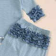 thumbnail image 4 of TOWED22 Baby Girl Fall Outfits Long Sleeve Ruffled Ribbed Knit Romper Daisy Print Pants Winter Clothes 3 6 9 12 18 Months(Blue,0-3 M), 4 of 6