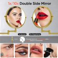 thumbnail image 2 of Espejo de maquillaje GURUN 8 montado en la pared con aumento de 10 aumentos, dorado, 2 of 7