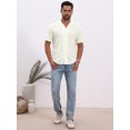 thumbnail image 2 of DARING DIVA Men's Camp Collar Button Down Short Sleeve Distressed Ripped Shirts 3XL Beige, 2 of 7