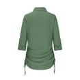 thumbnail image 5 of Lovzfmll Women's Dresses Lightweight Fashion Fall Long Sleeved Solid Color Casual Comfortable V-Neck Button Up Collar with Drawstring On Both Sides Mini Shirt Dress Green M, 5 of 6