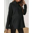 thumbnail image 3 of Pregnant Women Long Sleeve Loose Shirt Half Zipper High Neck Casual Pregnancy Pullover, Black XXL, 3 of 7