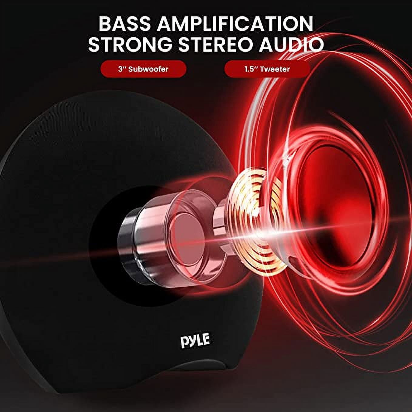 Pyle Dual Bluetooth Stereo Speakers - 280-Watt Max Portable Wireless Mini Speaker Pair