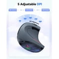 thumbnail image 5 of TECKNET 2.4G Ergonomic Mouse Vertical Wireless - 4800 DPI Optical Carpal Tunnel Mouse Right Hand, 5 Adjustable DPI, Quiet Clicks, 6 Buttons for Laptop, Desktop, PC, Computer - Grey, 5 of 7