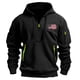 thumbnail image 4 of Sudadera con capucha para hombre, con estampado de bolsillo, media cremallera, cordón ajustable, informal, deportiva, de manga larga, blusa de poliéster, 4 of 5