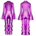 thumbnail image 3 of iiniim Kids Girls Long Flare Sleeve Retro Disco Jumpsuits Movie Star Singer Rave Party Bodysuits Purple 12, 3 of 7