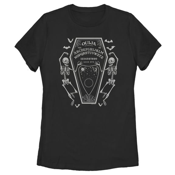 Women's Ouija Halloween Coffin Graphic Tee Black Large
