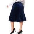 thumbnail image 4 of DARING DIVA Women's Plus Velvet Fishtail Mermaid Bodycon Skirt 3X Navy Blue, 4 of 6