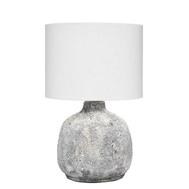 Benzara BM241217 100W Ceramic Oval Table Lamp, Textured Finish, Gray & White