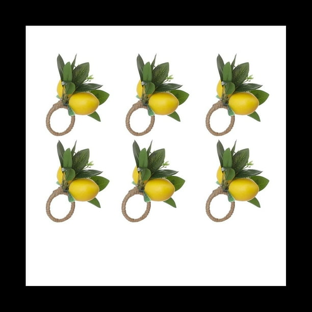 Juego de 6 Servilleteros de LimóN con Forma de Hoja de Vid de LimóN para DecoracióN de Mesa de Comedor, Banquete, Boda, CumpleañOs, Navidad.