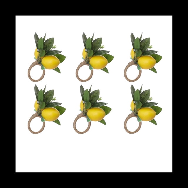 Juego de 6 Servilleteros de LimóN con Forma de Hoja de Vid de LimóN para DecoracióN de Mesa de Comedor, Banquete, Boda, CumpleañOs, Navidad.