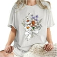 thumbnail image 5 of Njoeus Workout Tops for Women Cute Summer Tops for Women Graphic Tees for Women Short Sleeve Summer Tops Funny Cute Floral Printed Loose Casual T Shirts Vintage Tees for Women T-Shirts & Graphic Tees, 5 of 7