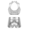 thumbnail image 2 of iiniim Kids Girls Shiny Sequins Hip-hop Jazz Dance Crop Top with Bottoms Set Silver 12, 2 of 7