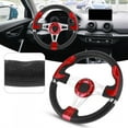 thumbnail image 4 of Volante deportivo para coche de 320 mm/12,5 pulgadas con botón de bocina, piezas universales modificadas para automóvil, color rojo, 4 of 9