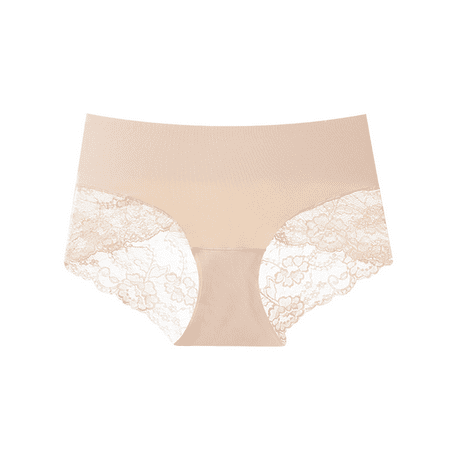 Fulorrnie High Waisted Panties  Seamless Underwear  Lace Thongs for Women Full Coverage Sheer Cut Outs Floral Edging  OTHER  XL