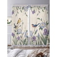 thumbnail image 4 of Spring Flowers Sheer Curtains 108 Inches Long 2 Panels Set, Window Sheer Curtains for Living Room/Bedroom, Vintage Floral Leaves Birds Farmhouse Plaid Light Filtering Rod Pocket Curtain 52''x108''x2, 4 of 8