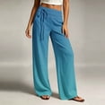 thumbnail image 6 of Danhjin Women's Gradient Pants Wide Leg High Elastic Waist with Drawstring Print Fashion Flowy Palazzo Loose Vacation Trousers, 6 of 7