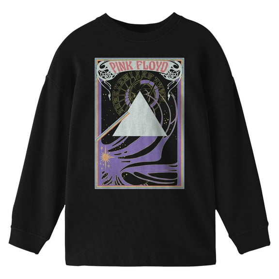 Pink Floyd Triangle with Clock and Rainbow Boy's Black Crew Neck Short Sleeve Tee-XS