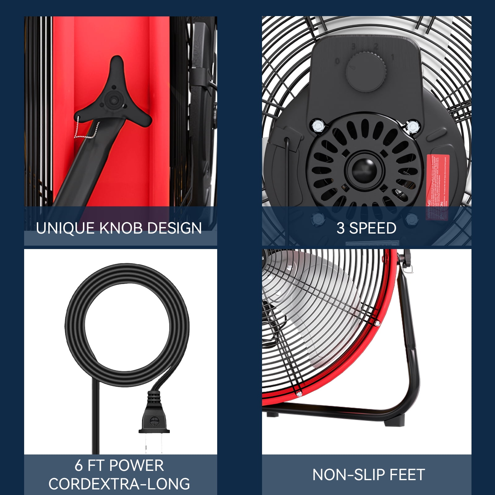 20" High Velocity Metal Floor Drum Fan,4500 CFM Heavy Duty Industrial Shop Fan, 3 Speed, 360 Degree Tilt, Wall Mounted & Floor Design for Warehouse, Commercial, Barn, Garage - UL Safety Listed