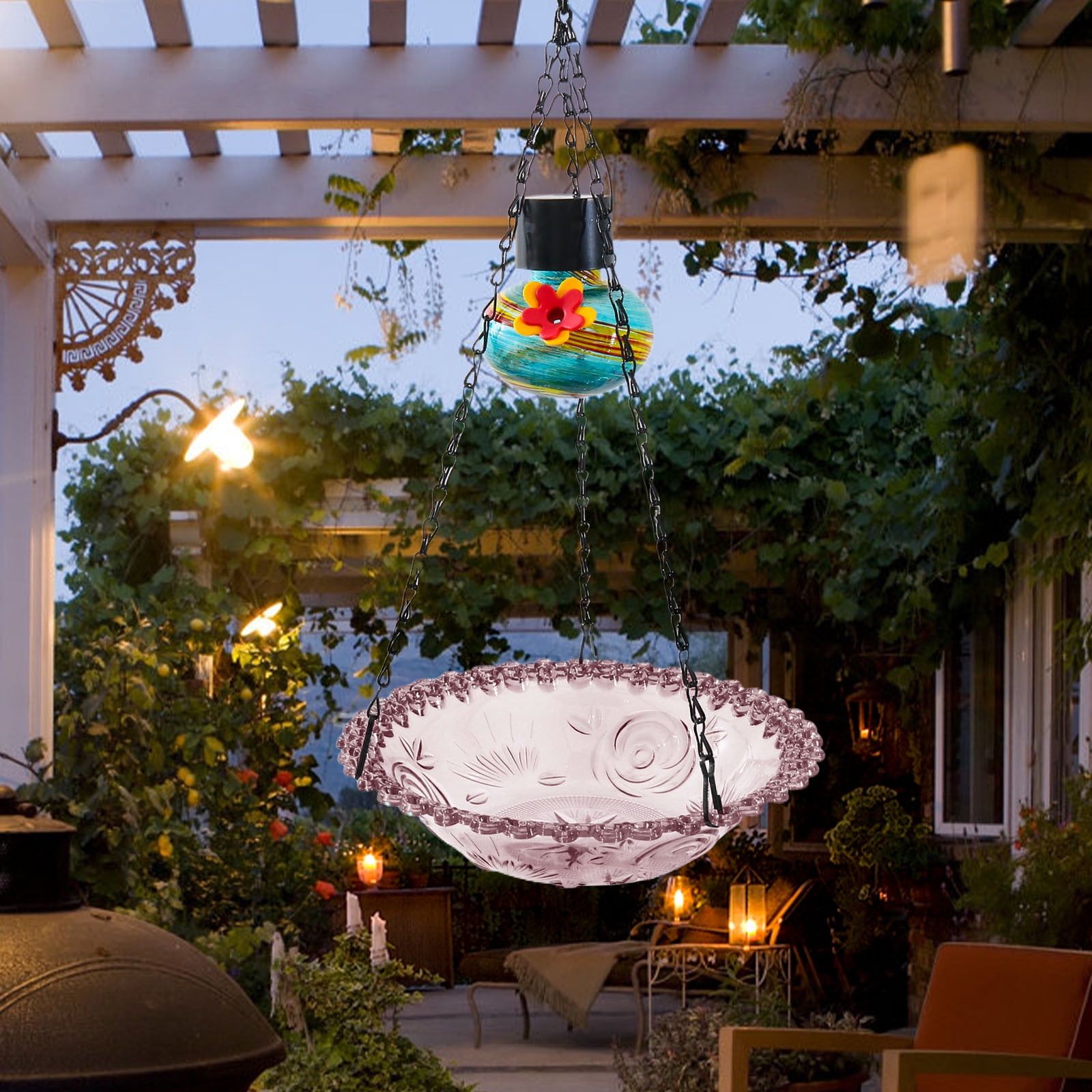 Hanging Bird Feeder,Versatile Bird Bath Tray for Outdoor,Beautiful Birds Attract and Feeding Device,Suitable for Garden and Courtyard