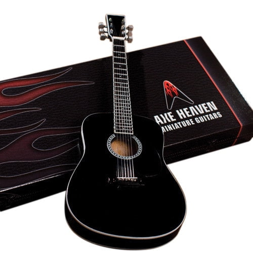 Classic Black Finish Miniature Acoustic Guitar Replica Collectible - Officially Licensed (AC-003)