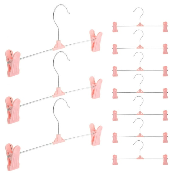FRCOLOR  10 Pcs Trouser Rack Skirt Jacket Laundry Clothes Hangers for Pants Child Baby Pink