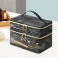 thumbnail image 6 of Double Layer Toiletry Bag Portable Small Tote Bags Bathroom Cosmetic Organizer Women Makeup Bag for Toiletries Essential Oil Black with words, 6 of 9