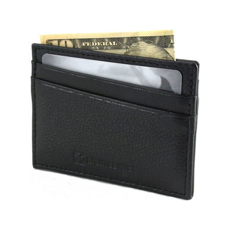 Alpine Swiss Minimalist Leather Front Pocket Wallet 5 Card Slots Slim Thin Case