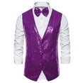 thumbnail image 5 of NOMADIC NOOK Men's Shiny Party Sequin Sleeveless Tuxedo Vest Set with Bow Tie 2 Packs, 5 of 6