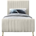 thumbnail image 3 of Meridian Furniture Zara Contemporary Cream Velvet Twin Bed, 3 of 15