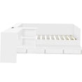 thumbnail image 3 of Full Size Platform Bed with Desk and 6 Drawers, White Wooden Storage Bed Frame with Shelves and Dressing Table, 3 of 10