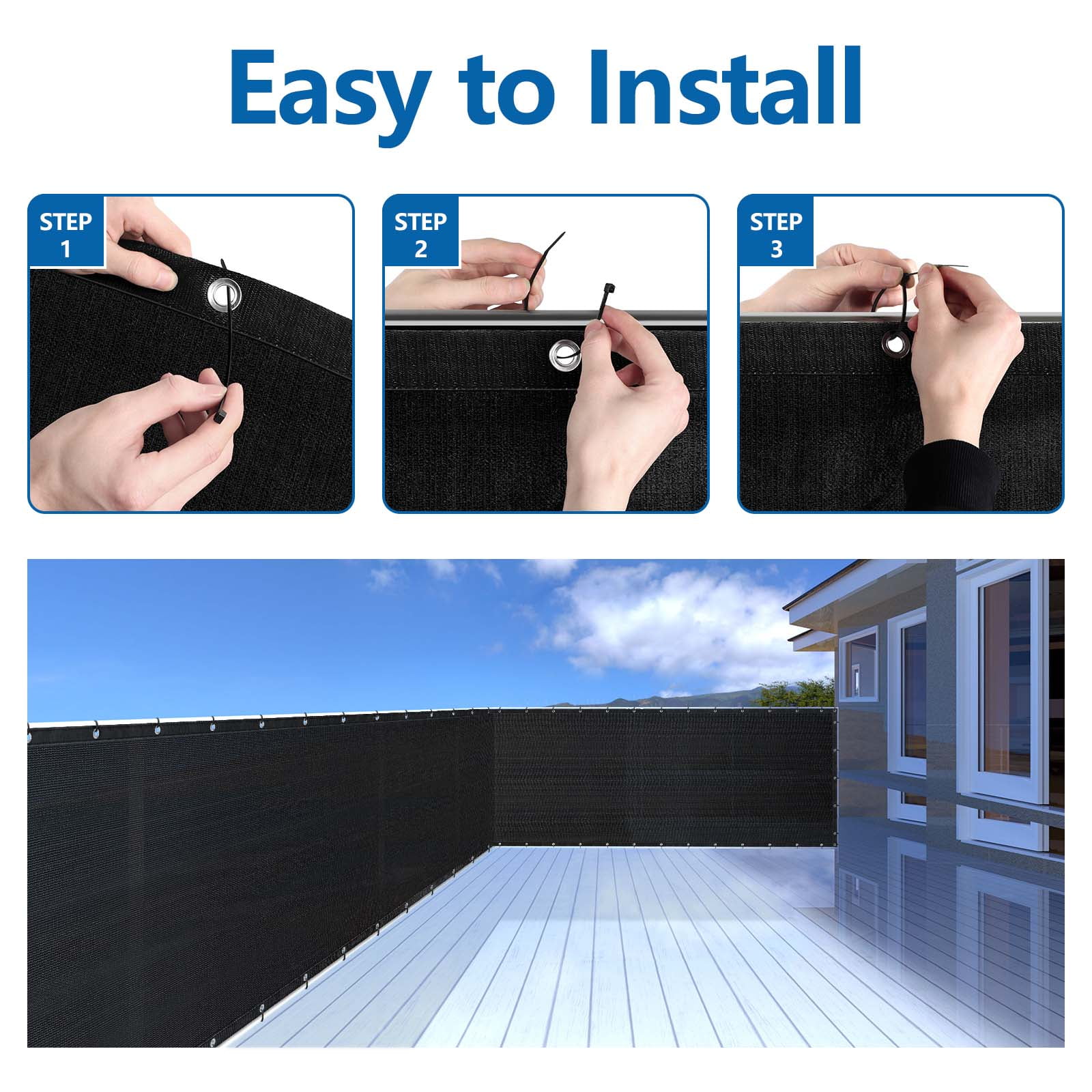 Oumilen 6' x 50' Privacy Screen Fence, Heavy Duty Fence Privacy Screen Outdoor, Black